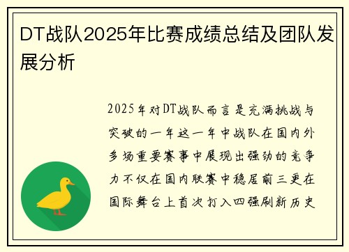 DT战队2025年比赛成绩总结及团队发展分析